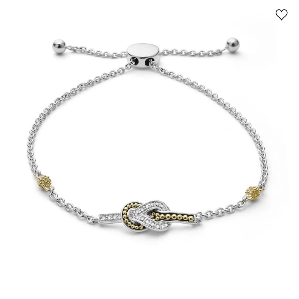 BEST HOLIDAY PRESENT: Two-Tone Diamond Bolo Bracelet,pouch, authent card